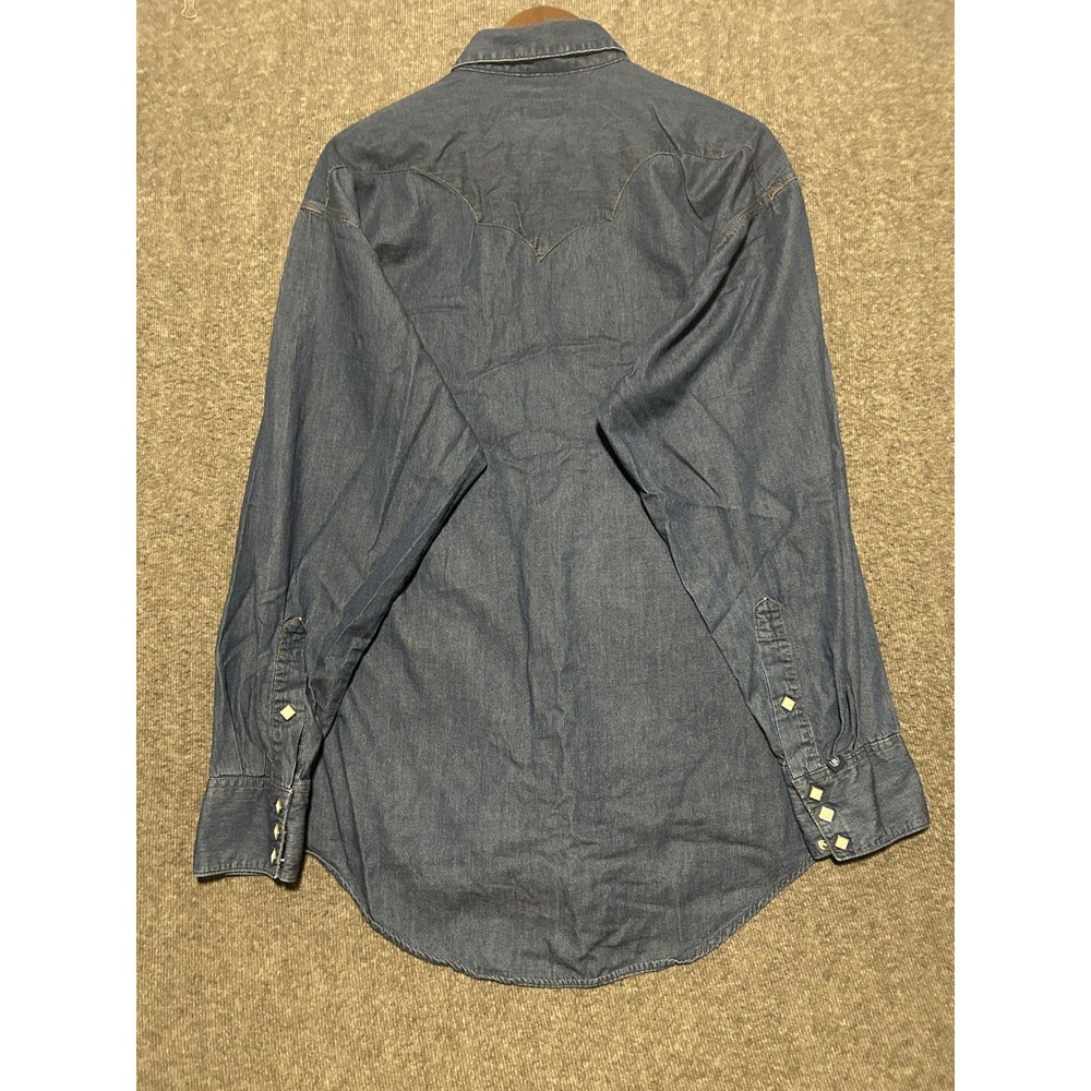 Rockmount Ranch Wear Men's Tru-West denim Snap Vintage Shirt Size L Made in USA - Picture 3 of 6